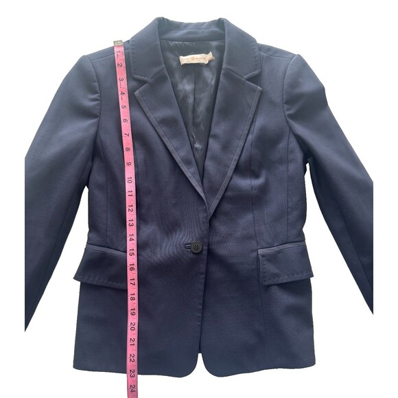 Tory Burch Blazer Women 2 Navy Wool Work Office Business Blazer Designer Classic - Picture 7 of 12